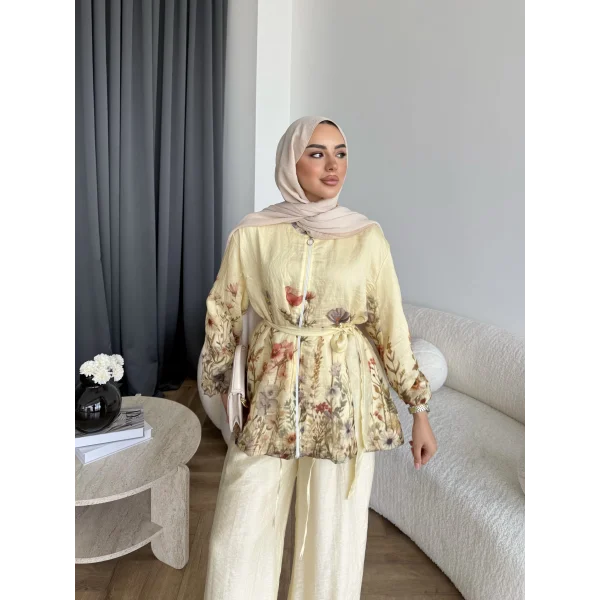 Pwn - Soya Çiçek Desen Takım - Sarı