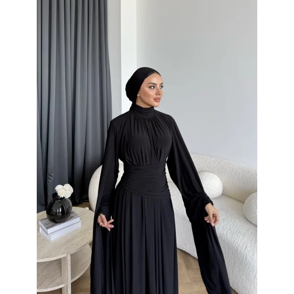 Qsh - Larmin Bel Detay Sandy Elbise - Siyah