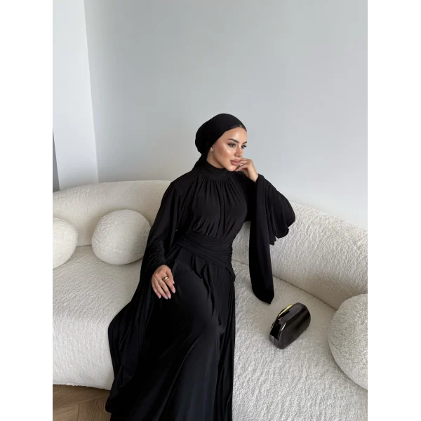 Qsh - Larmin Bel Detay Sandy Elbise - Siyah