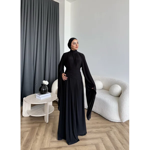 Qsh - Larmin Bel Detay Sandy Elbise - Siyah