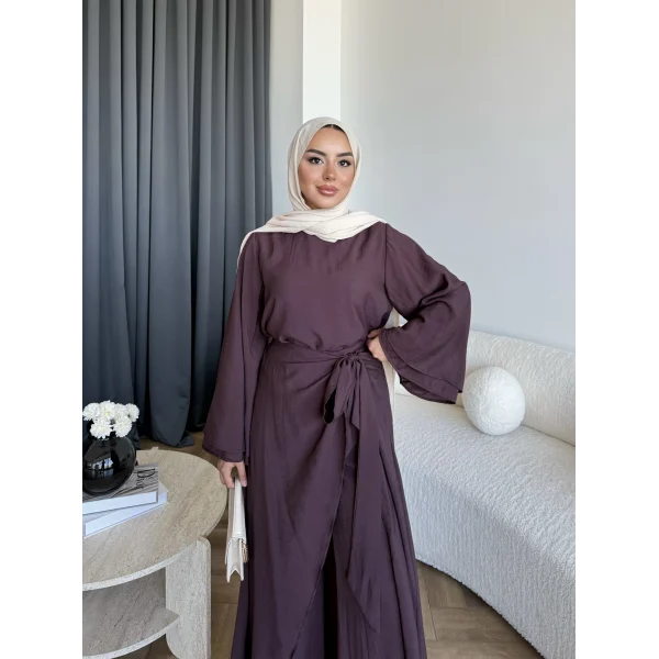 Qu - Arya Pelerinli Pantolonlu Takım - Bordo