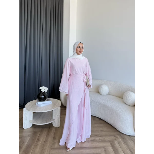 Qu - Arya Pelerinli Pantolonlu Takım - Pembe
