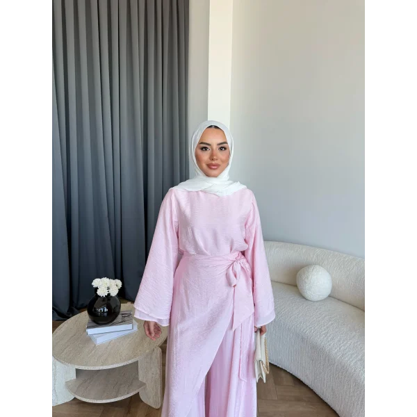 Qu - Arya Pelerinli Pantolonlu Takım - Pembe