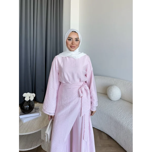 Qu - Arya Pelerinli Pantolonlu Takım - Pembe