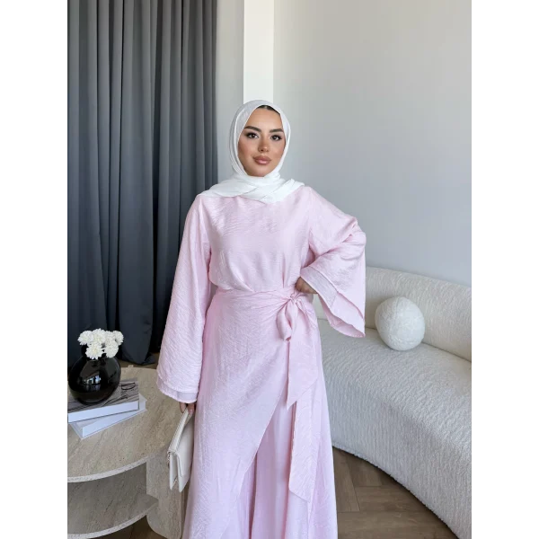 Qu - Arya Pelerinli Pantolonlu Takım - Pembe