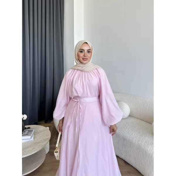 Qu - Balon Kol Etekli Takım - Pembe