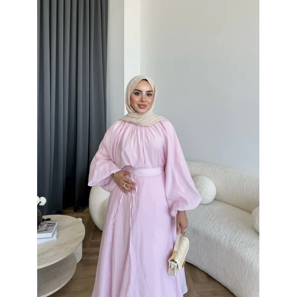 Qu - Balon Kol Etekli Takım - Pembe