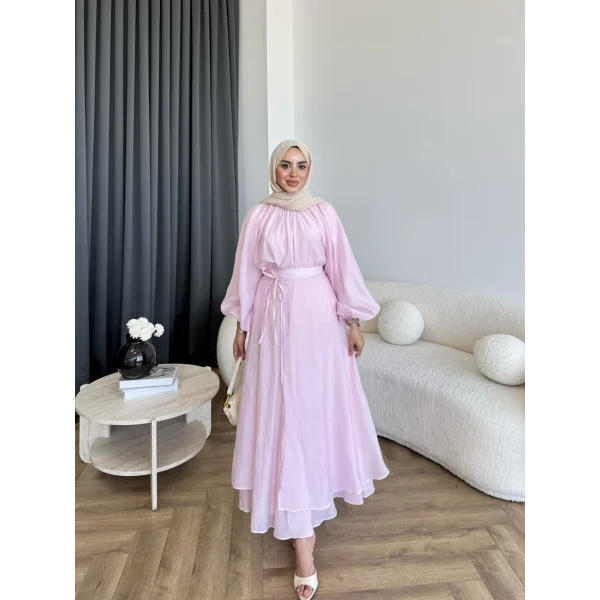 Qu - Balon Kol Etekli Takım - Pembe