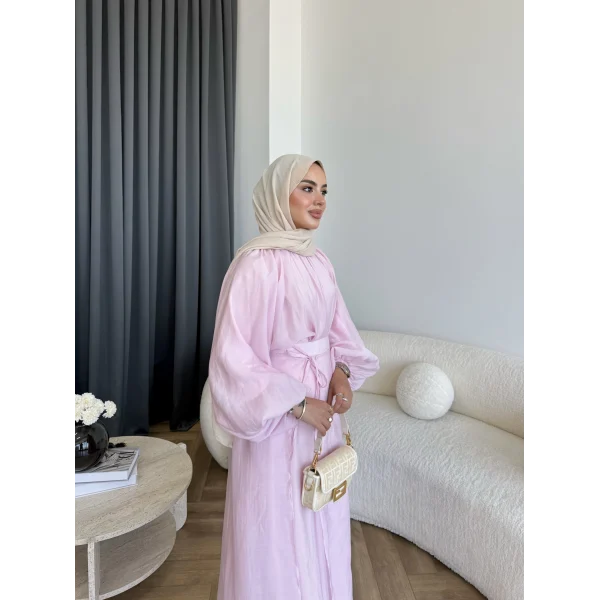 Qu - Balon Kol Etekli Takım - Pembe