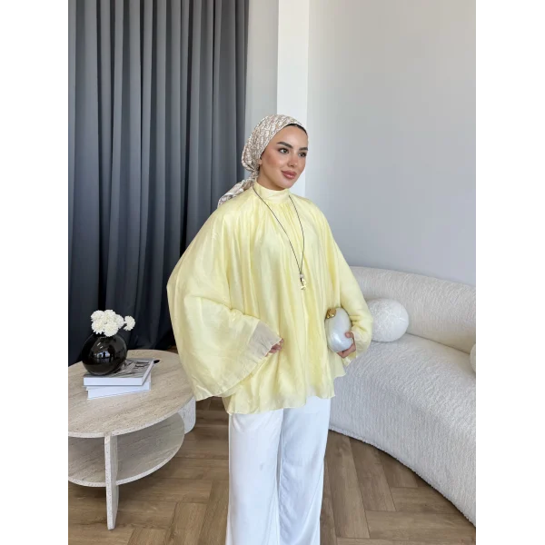 Qu - Lesta Balon Kol Gömlek - Sarı