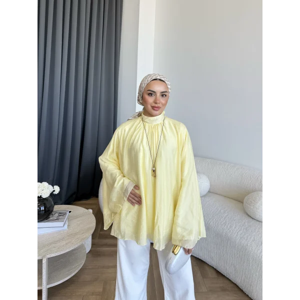 Qu - Lesta Balon Kol Gömlek - Sarı