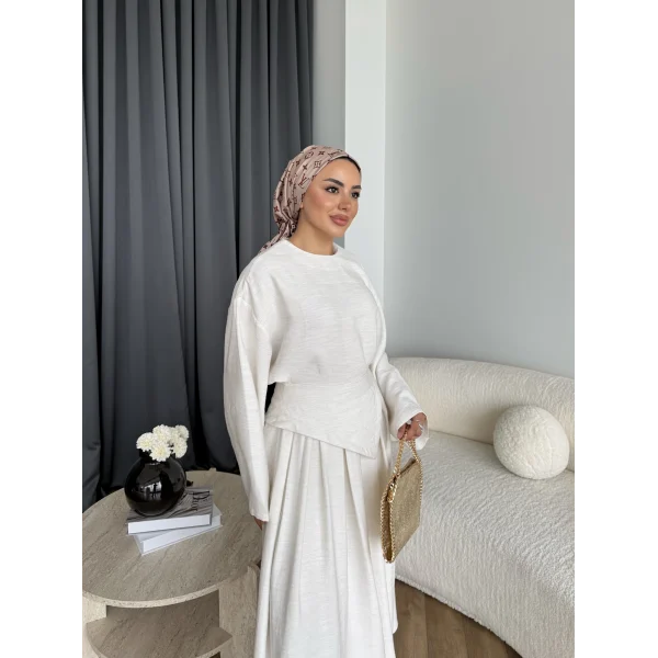 Qu - Maim Keten Pantolonlu Takım