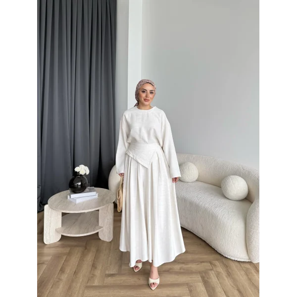 Qu - Maim Keten Pantolonlu Takım