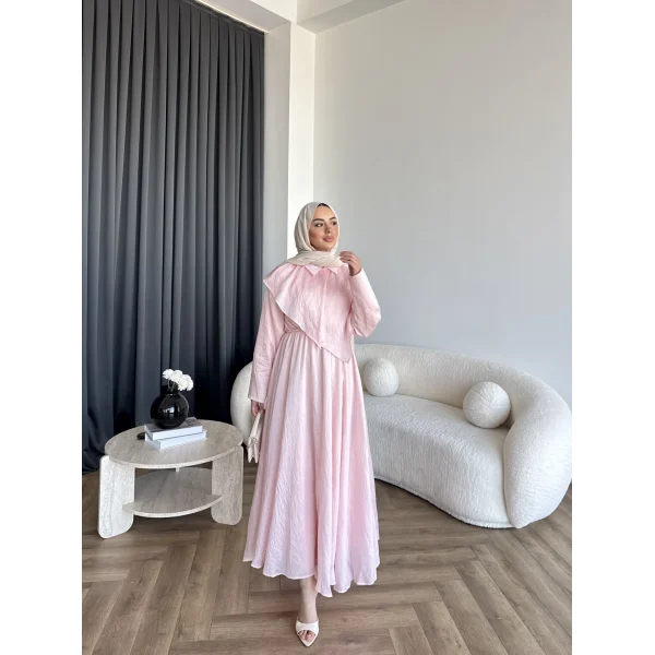 Qu - Mathis Pelerinli Vual Elbise - Pembe