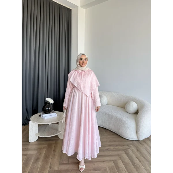 Qu - Mathis Pelerinli Vual Elbise - Pembe