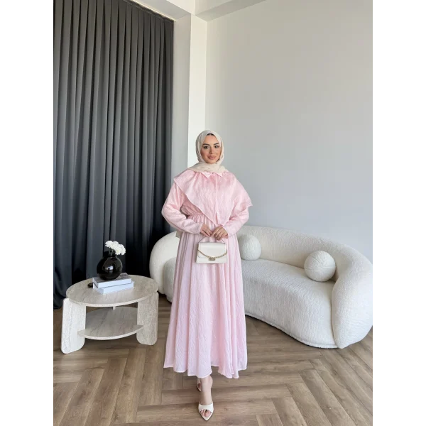 Qu - Mathis Pelerinli Vual Elbise - Pembe