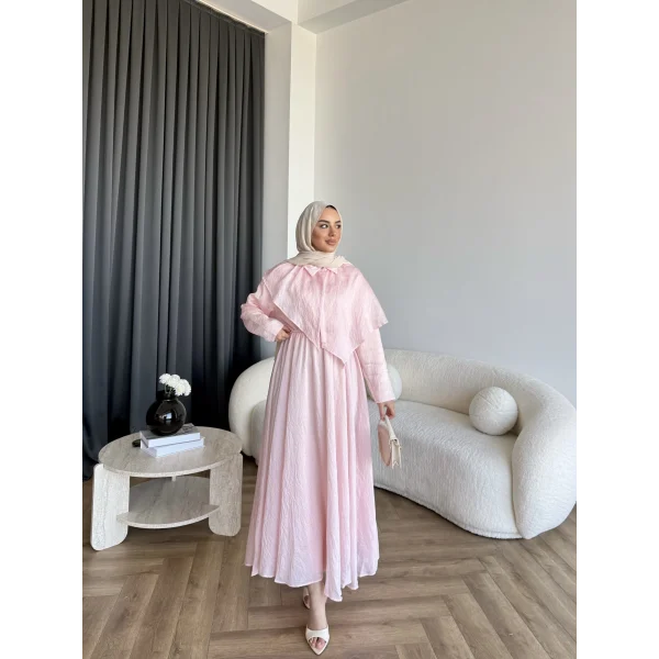 Qu - Mathis Pelerinli Vual Elbise - Pembe