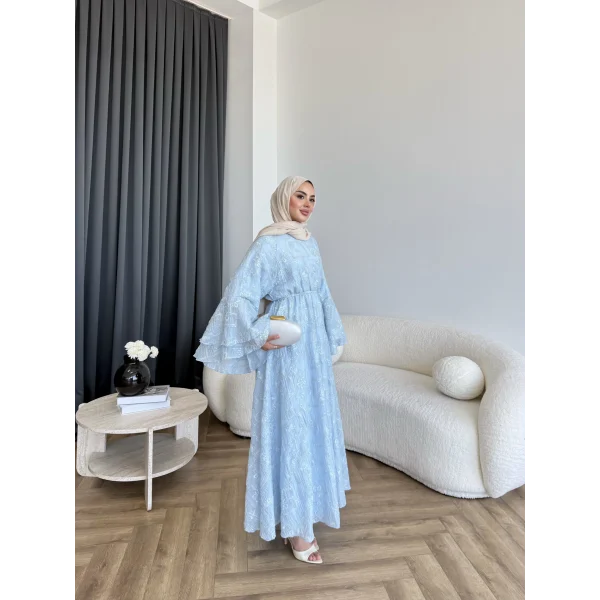 Qu- Yeni Desen Selen Elbise - Mavi
