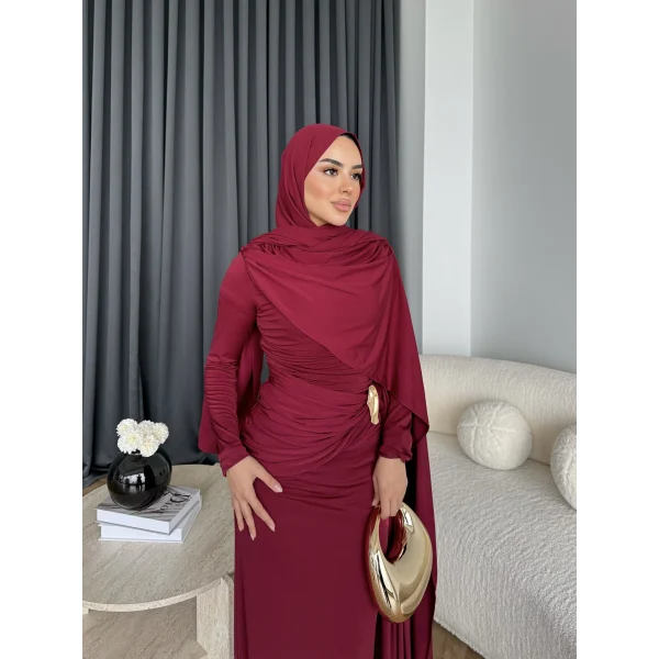 Sandy Arabic Elbise - Bordo