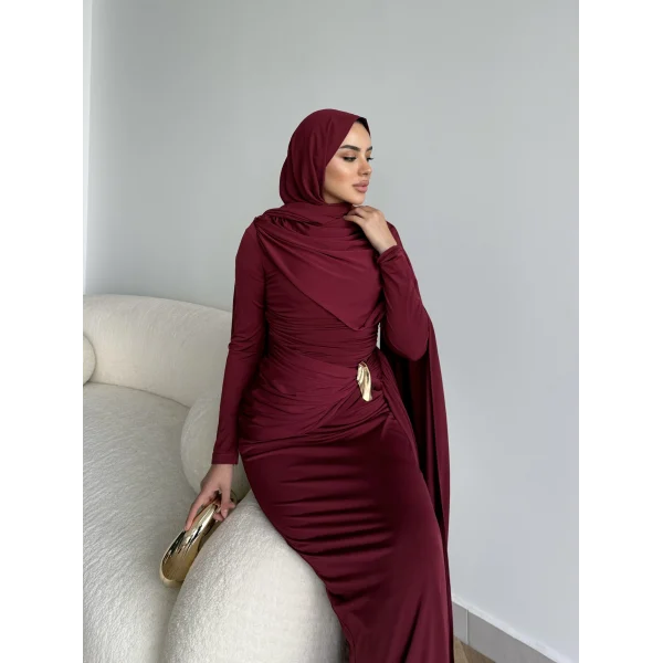 Sandy Arabic Elbise - Bordo