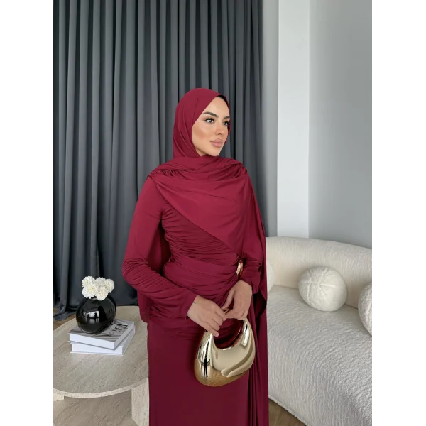 Sandy Arabic Elbise - Bordo