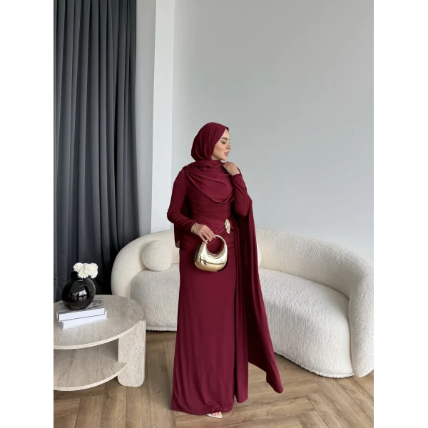 Sandy Arabic Elbise - Bordo
