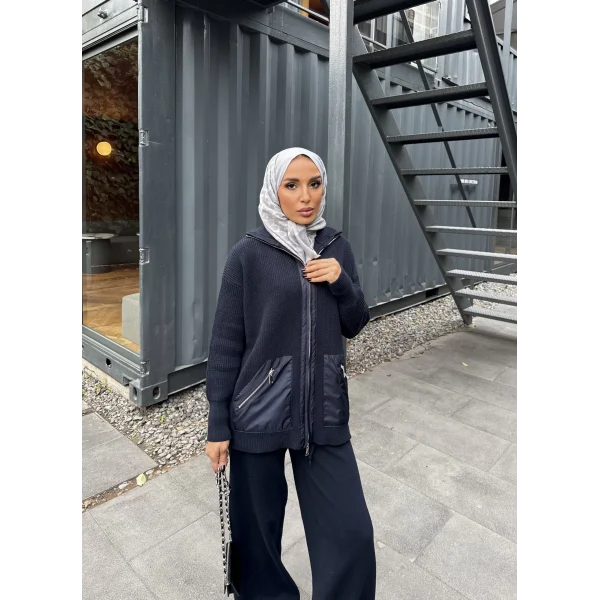 Selita Ön Fermuarlı Triko Takım - Lacivert
