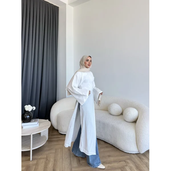 Pln - Siena Yırtmaçlı Bluz - Beyaz