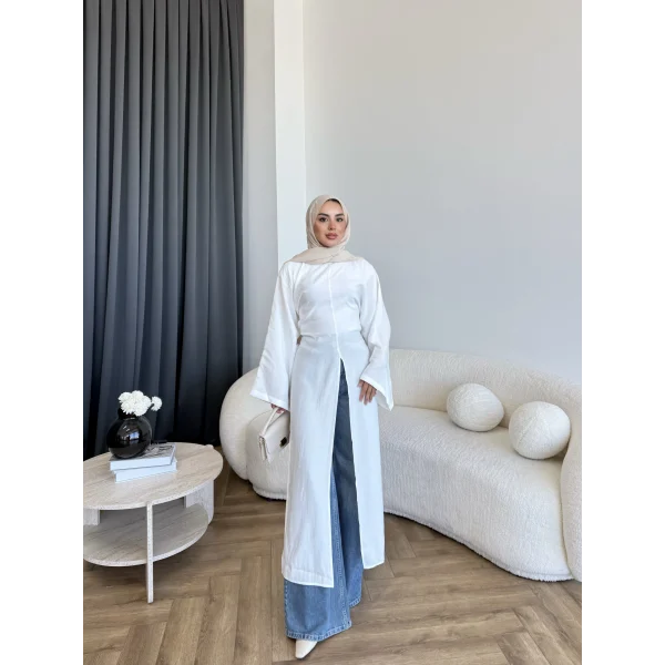 Pln - Siena Yırtmaçlı Bluz - Beyaz