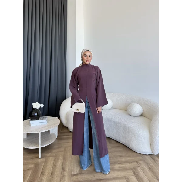Pln - Siena Yırtmaçlı Bluz - Mürdüm
