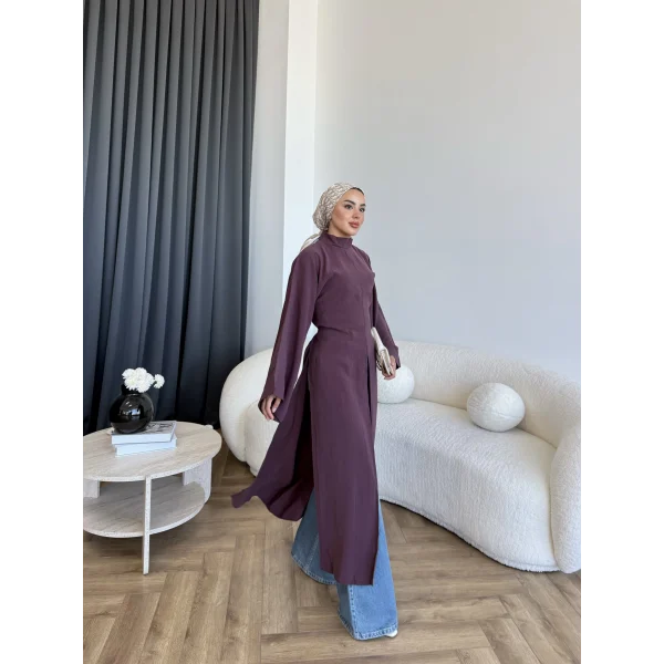 Pln - Siena Yırtmaçlı Bluz - Mürdüm