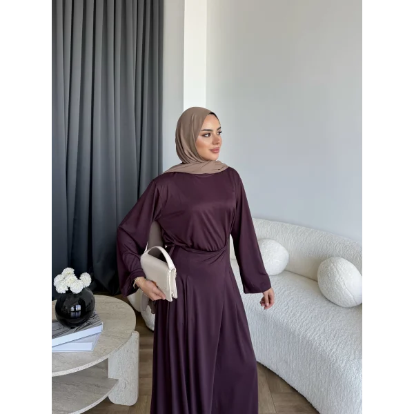 Tb - Lasmina Pantolon Etek Takım - Mürdüm