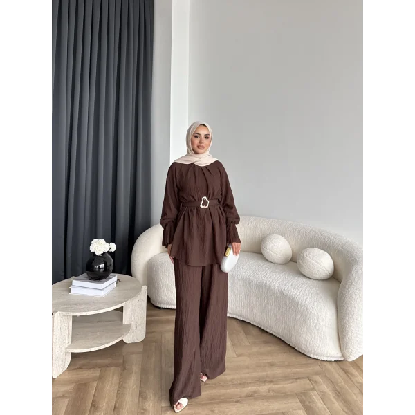 Tb - Lonby Kol Detay Takım - Kahve