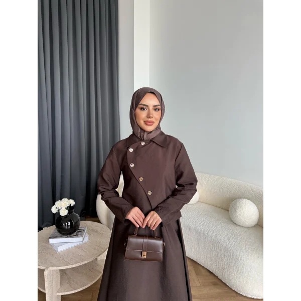Tb - Nebal Gold Düğmeli Cupra Takım - Acı Kahve
