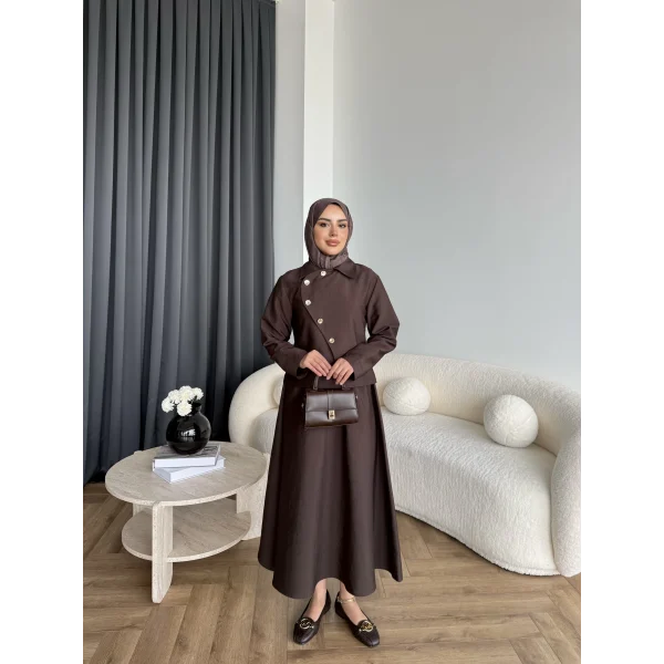 Tb - Nebal Gold Düğmeli Cupra Takım - Acı Kahve