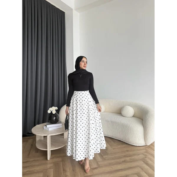 Tb - Ponpon Desen Etek - Beyaz