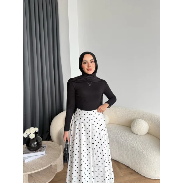 Tb - Ponpon Desen Etek - Beyaz