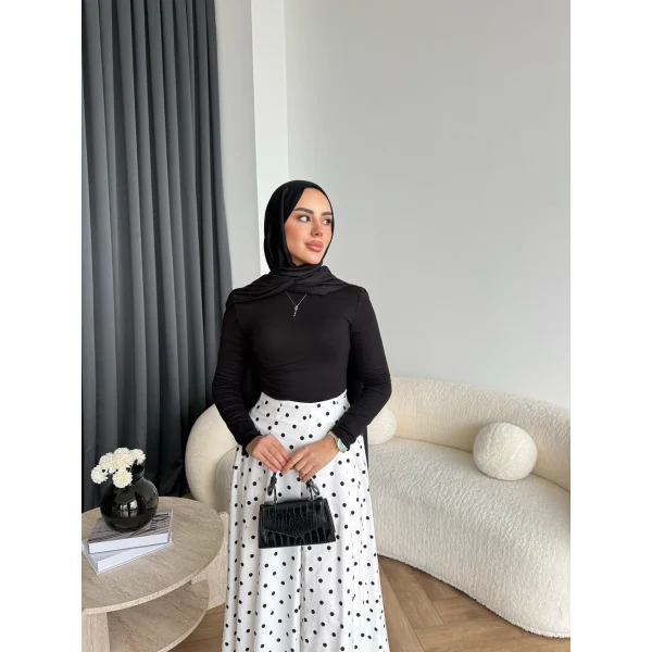 Tb - Ponpon Desen Etek - Beyaz