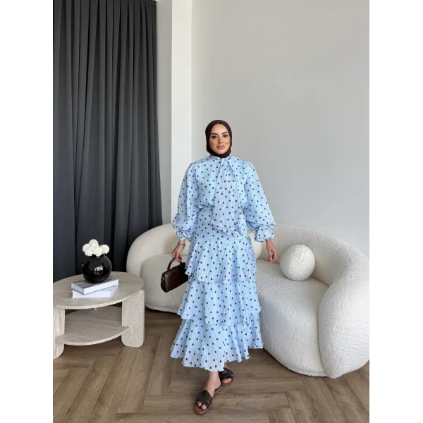 Tb - Ponpon Kat Kat Etekli Takım - Mavi