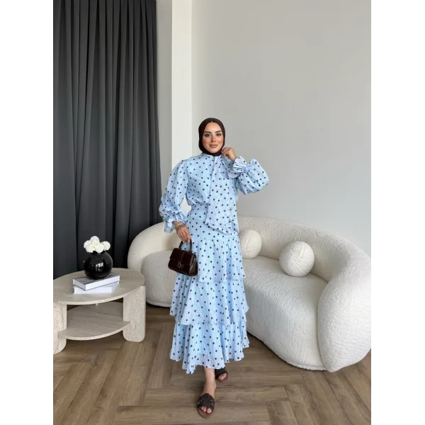 Tb - Ponpon Kat Kat Etekli Takım - Mavi
