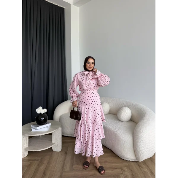 Tb - Ponpon Kat Kat Etekli Takım - Pembe