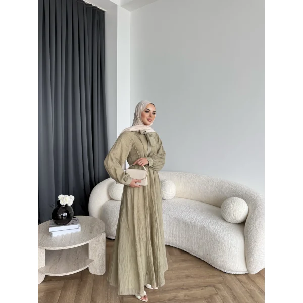 Tb - Varly Çizgi Detay Elbise - Yeşil