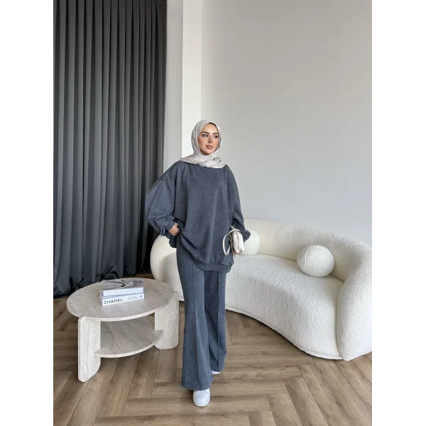Yıkamalı Eşofman Takım - Antrasit