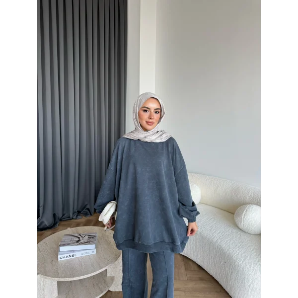 Yıkamalı Eşofman Takım - Antrasit