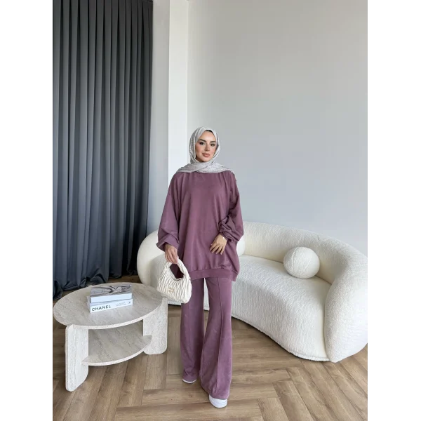 Yıkamalı Eşofman Takım - Bordo