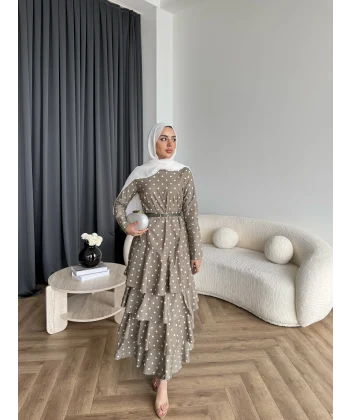 Tb - Ponpon Kat Kat Elbise - Yeşil