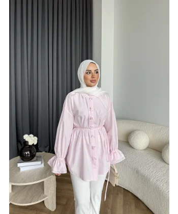 Hen - Sehaa Gül Detay Gömlek - Pembe