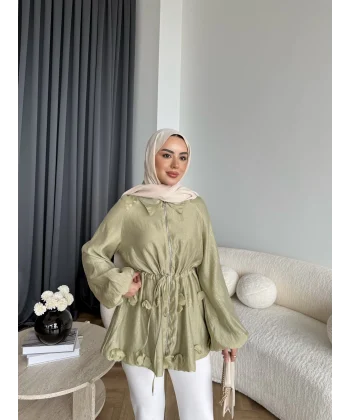 Fuş - Ferilan Fermuarlı Gömlek - Yeşil