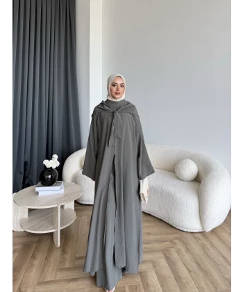 Bel - Zyra Omuz Şallı Yırtmaçlı Takım - Haki