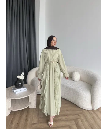 Hen - Endara Şifon Elbise - Yeşil